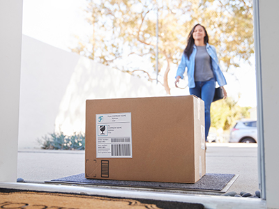 Woman finds shipping package on her doorstep | Mail Boxes Etc.